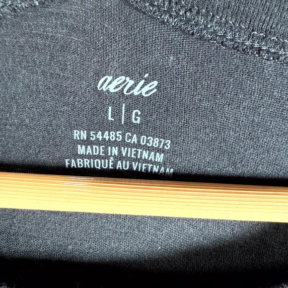 Aerie Sheath Dress Women's Large Black Round Neck Side Tie Long Sleeve Pullover - Picture 4 of 9